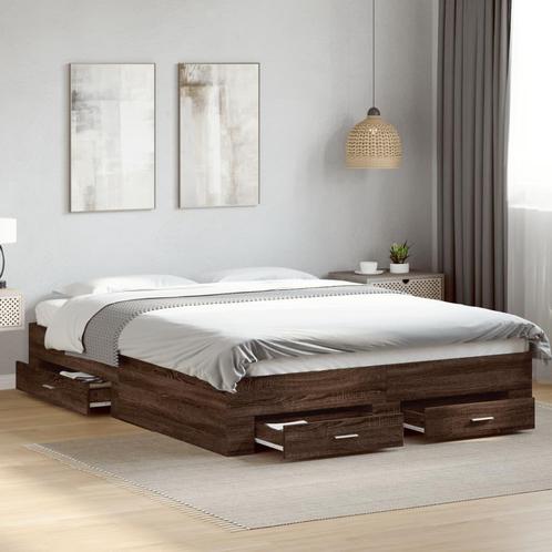 vidaXL Bedframe met lades bewerkt hout bruin eikenkleur, Huis en Inrichting, Slaapkamer | Bedden, Nieuw, Verzenden