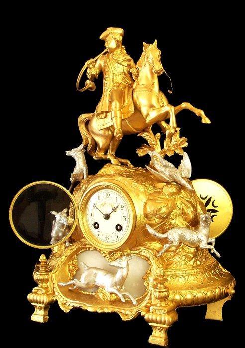 Horloge de cheminée avec personnage -  Antique Régule -, Antiquités & Art, Antiquités | Horloges