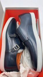 Santoni - Santoni Blauw leren gespschoen met witte, Kleding | Heren, Schoenen, Nieuw