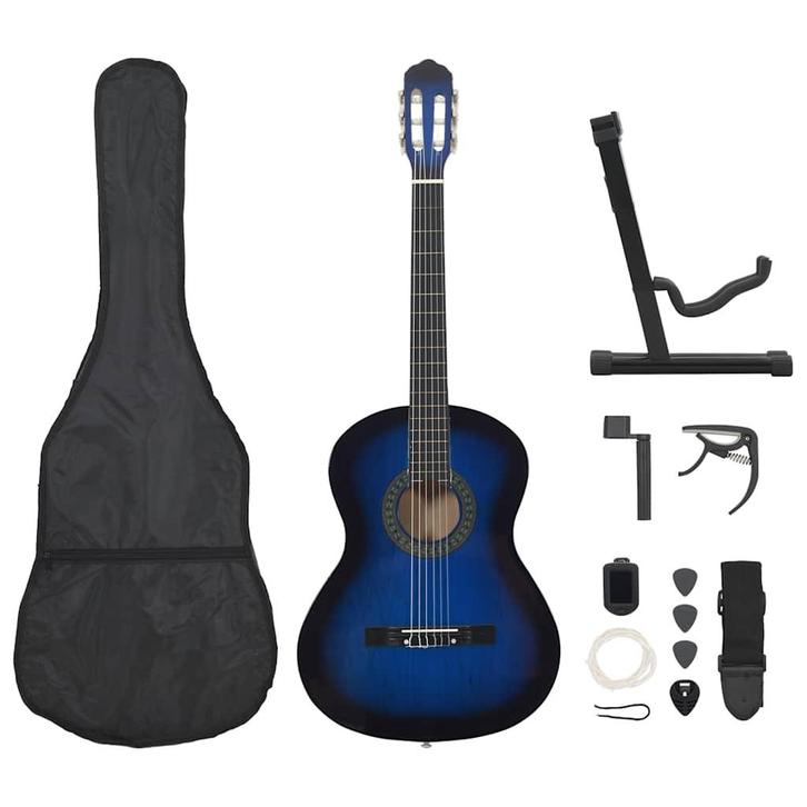 vidaXL 12-delige Gitaarset klassiek beginner 4/4 39 blauw, Musique & Instruments, Instruments à corde | Guitares | Acoustiques
