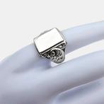 Zonder Minimumprijs - Ring Zilver - Antiek schoon bord, Handtassen en Accessoires, Ringen, Nieuw