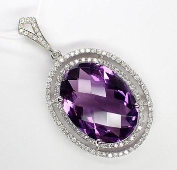 Pendentif - 18 carats Or blanc - 10.55ct. tw. Améthyste -
