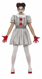 Horror Clown Halloween Kostuum Dames Grijs, Nieuw, Verzenden