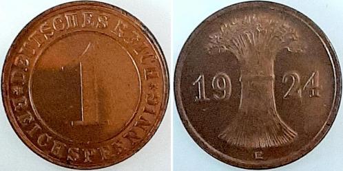1 Reichspfennig Duitsland 1 Reichspfenni 1924e, Polierte..., Timbres & Monnaies, Monnaies | Europe | Monnaies non-euro, Envoi