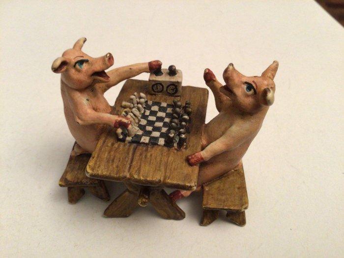 sculptuur, Partie d echecs - 5 cm - Koud geverfd brons, Antiek en Kunst, Antiek | Keramiek en Aardewerk