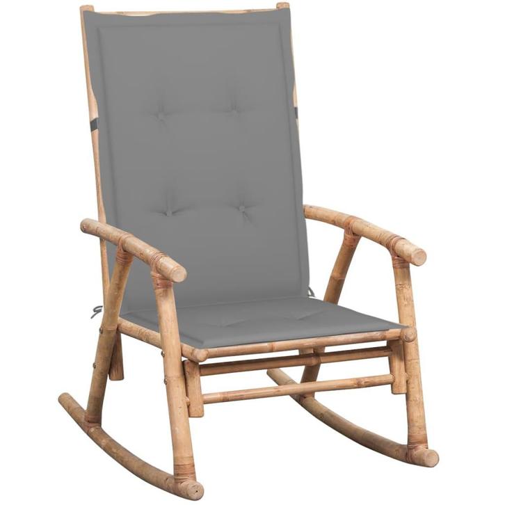 vidaXL Schommelstoel met kussen bamboe, Tuin en Terras, Tuinstoelen, Nieuw, Verzenden