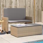 vidaXL Tuinbank met kussens en voetenbank poly rattan beige, Tuin en Terras, Verzenden, Nieuw