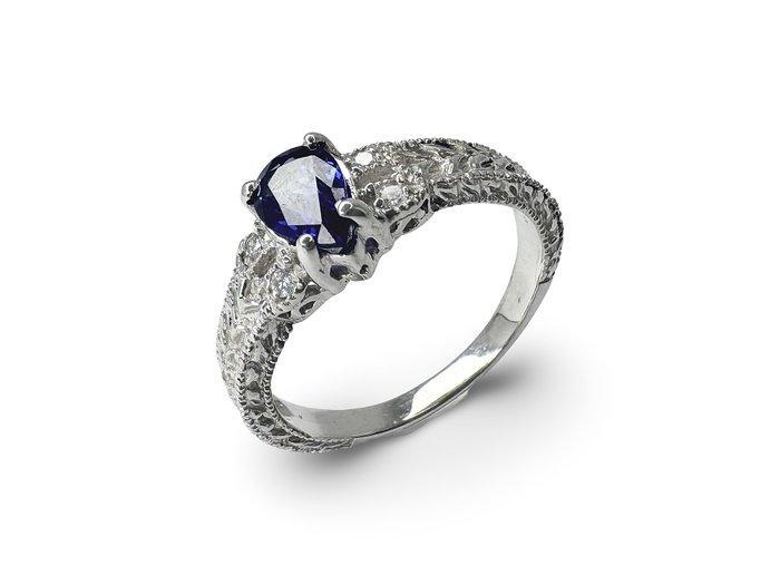 Ring - 14 karaat Witgoud, 14K witgouden ring met diamanten, Handtassen en Accessoires, Ringen