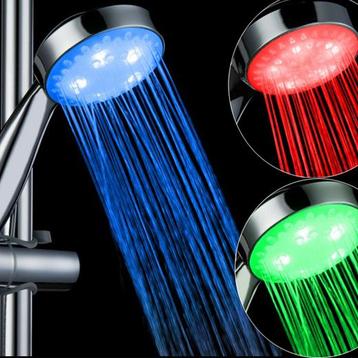 LED RGB 3 kleuren douche kop douchekop kleurendouche chroom beschikbaar voor biedingen