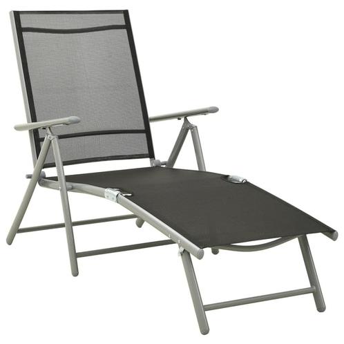 Ligbed inklapbaar zwart | Retour Deal | -55%, Tuin en Terras, Ligbedden, Nieuw, Aluminium, Verzenden