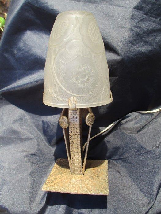 Lamp - Art Déco. Tulpenglas. Smeedijzer circa 1930, Antiquités & Art, Art | Objets design