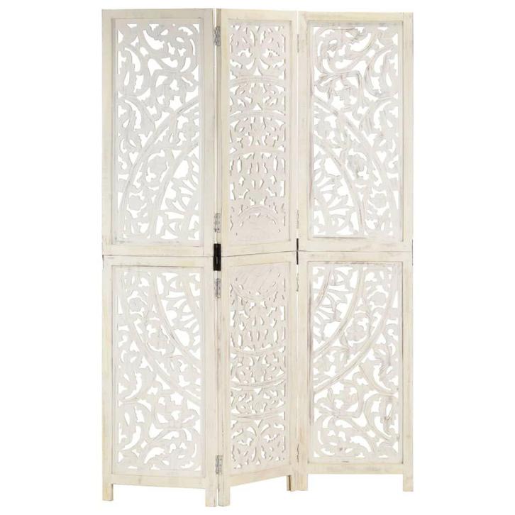 Wit Kamerscherm Mangohout 120x165 | Tweede Kansje | -47%..., Huis en Inrichting, Woonaccessoires | Kamerschermen, Nieuw, Verzenden