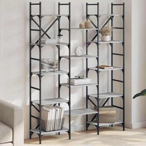 vidaXL Boekenkast 127,5x28,5x172,5 cm bewerkt hout grijs, Huis en Inrichting, Kasten | Boekenkasten, Nieuw, Verzenden