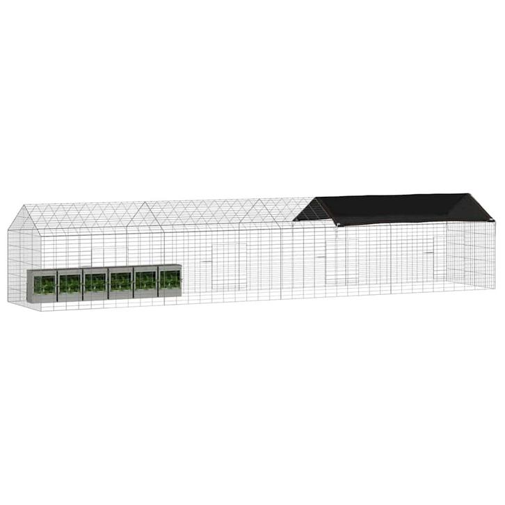 vidaXL Konijnenkooi Zilver 400 x 78 x 78 cm Gegevens staal, Dieren en Toebehoren, Knaagdieren en Konijnen | Hokken en Kooien, Nieuw