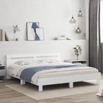 vidaXL Bedframe met hoofdbord bewerkt hout wit 180x200 cm, Huis en Inrichting, Slaapkamer | Bedden, Verzenden, Nieuw
