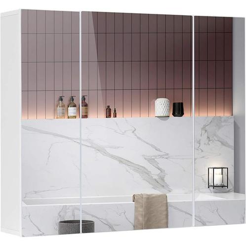 Dictac - Badkamerkast met spiegel - 70x60 cm - spiegelkast, Huis en Inrichting, Badkamer | Badkamermeubels, Verzenden