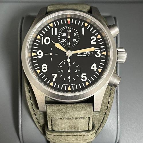 Hamilton - Khaki Field Auto Chrono - H71706830 - Homme -, Handtassen en Accessoires, Horloges | Heren