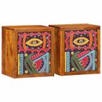 vidaXL Nachtkastje 2 pcs Bruin 35 x 30 x 40 cm Massief, Verzenden, Nieuw