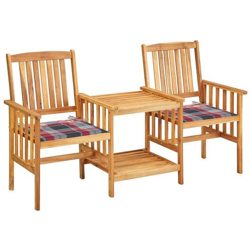 vidaXL Tuinstoelen met tafeltje en kussens massief, Tuin en Terras, Tuinsets en Loungesets, Nieuw, Verzenden