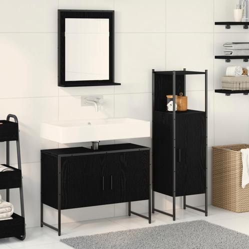 vidaXL 3-delige badkamermeubelset zwart eiken fineer, Huis en Inrichting, Badkamer | Badkamermeubels, Nieuw, Verzenden
