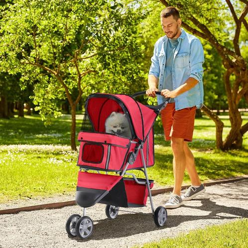 Hondenbuggy - PawHut - Opvouwbaar - Lichtgewicht - Rood, Dieren en Toebehoren, Honden-accessoires, Nieuw, Ophalen of Verzenden
