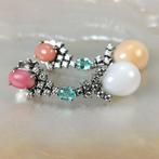 Oorbellen - 18 karaat Witgoud Parel - Diamant - Conchs,, Nieuw