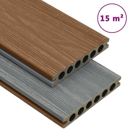 vidaXL Terrasplanken met accessoires 15 m² 4 m HKC bruin en, Doe-het-zelf en Bouw, Vloerdelen en Plavuizen, Nieuw, Verzenden