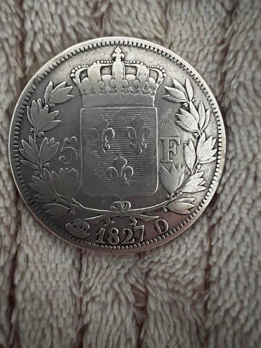 Frankrijk. Charles X. 5 Francs 1827-D, Lyon (Zonder, Timbres & Monnaies, Monnaies | Europe | Monnaies euro