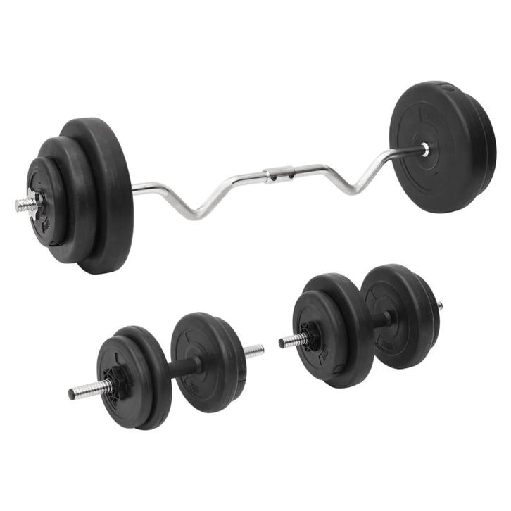 vidaXL Halterset met gewichten curl 60 kg, Sport en Fitness, Fitnessmaterialen, Nieuw, Verzenden