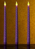 LED Kaars Ledcandle Warmwit Swirl Paars 1 stuk, Hobby en Vrije tijd, Knutselen, Nieuw
