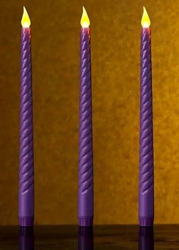 LED Kaars Ledcandle Warmwit Swirl Paars 1 stuk, Hobby en Vrije tijd, Knutselen, Nieuw