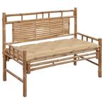 vidaXL Tuinbank met kussen 120 cm bamboe, Tuin en Terras, Verzenden, Nieuw