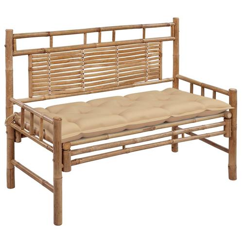 vidaXL Tuinbank met kussen 120 cm bamboe, Tuin en Terras, Tuinsets en Loungesets, Nieuw, Verzenden