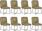 Set van 8 Olijfgroene leren industriële design, Nieuw, Vijf, Zes of meer stoelen, Modern, Leer