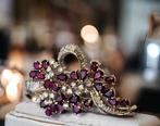 Broche Vintage 14k gouden broche diamanten robijnen, Bijoux, Sacs & Beauté