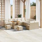 vidaXL 13-delige tuinbankset met kussens in beige poly, Verzenden, Nieuw