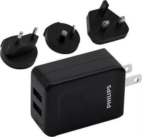 Tweedekans | Philips Reisoplader - DLP2610T/00 - 2x USB - 3, Telecommunicatie, Mobiele telefoons | Telefoon-opladers, Ophalen of Verzenden
