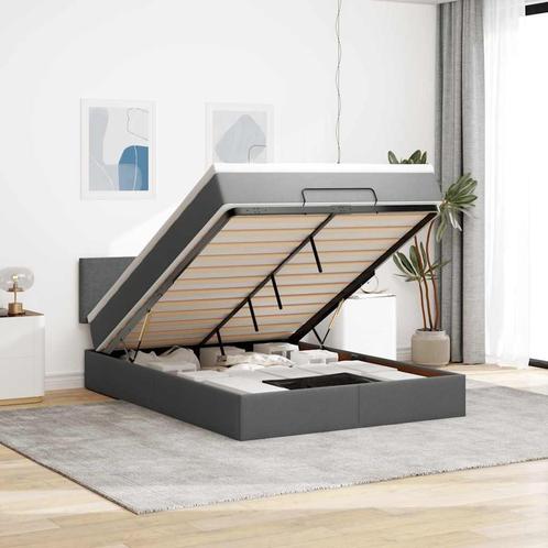 vidaXL Bed met matras 140x200 cm stof donkergrijs, Huis en Inrichting, Slaapkamer | Bedden, Nieuw, Verzenden