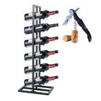 Lendo Online Wijnrek 12 Flessen Staand Zwart Staal, Huis en Inrichting, Verzenden, Nieuw