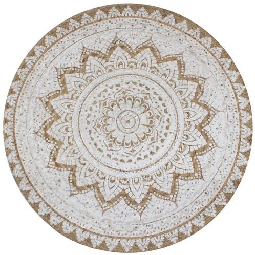 vidaXL Tapis Jute tressé imprimé 90 cm rond, Maison & Meubles, Ameublement | Tapis & Moquettes, Neuf, Envoi