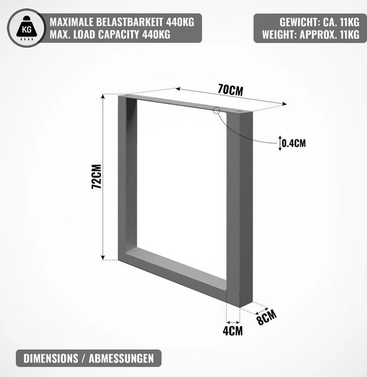Tafelpoten - Tafelonderstel - Metaal - Antraciet - 70x72 cm, Huis en Inrichting, Overige Huis en Inrichting, Verzenden