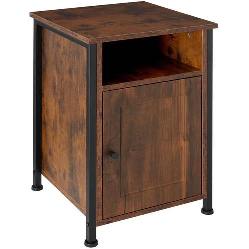 Nachtkastje Blackburn 40x42x60,5cm - Industrieel hout donker, Huis en Inrichting, Tafels | Bijzettafels, Verzenden