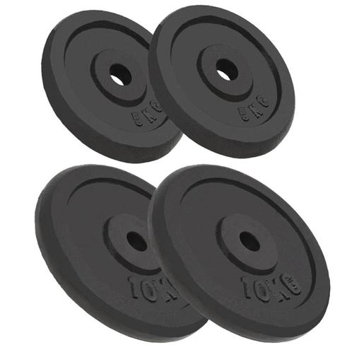 vidaXL Halterschijven 4 st 2x10 kg en 2x5 kg gietijzer, Sport en Fitness, Fitnessmaterialen, Nieuw, Verzenden