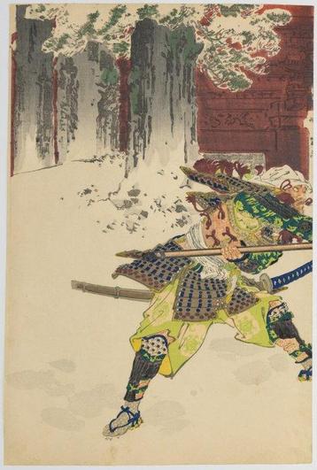 Tadanobu and Kakuhan at Mt. Yoshino  - Gekko