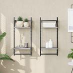 vidaXL Wandschappen 2-laags met stangen 2 st 30x25x65 cm, Verzenden, Nieuw