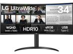 LG - UWQHD Monitor - 34 inch - Zwart, Computers en Software, Monitoren, Verzenden, VA, Nieuw, LG