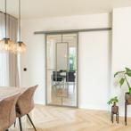 Stalen Schuifdeur met koofsysteem Kiezelgrijs 5 Vlaks Helder