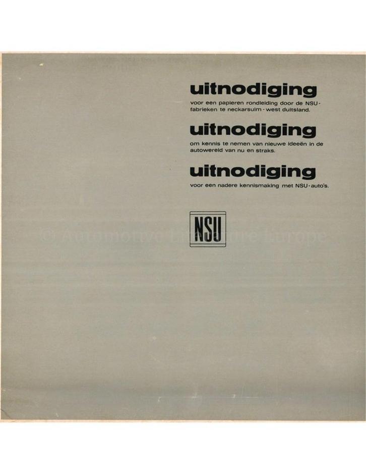 1968 NSU PROGRAMMA BROCHURE NEDERLANDS, Boeken, Auto's | Folders en Tijdschriften