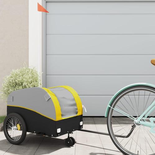 vidaXL Fietstrailer 30 kg ijzer zwart en geel, Fietsen en Brommers, Fietsaccessoires | Aanhangwagens en Karren, Nieuw, Verzenden