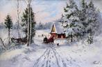 Mikhail Kraiev (1957) - Au Coeur de lHiver - Retour au, Antiek en Kunst, Kunst | Schilderijen | Klassiek